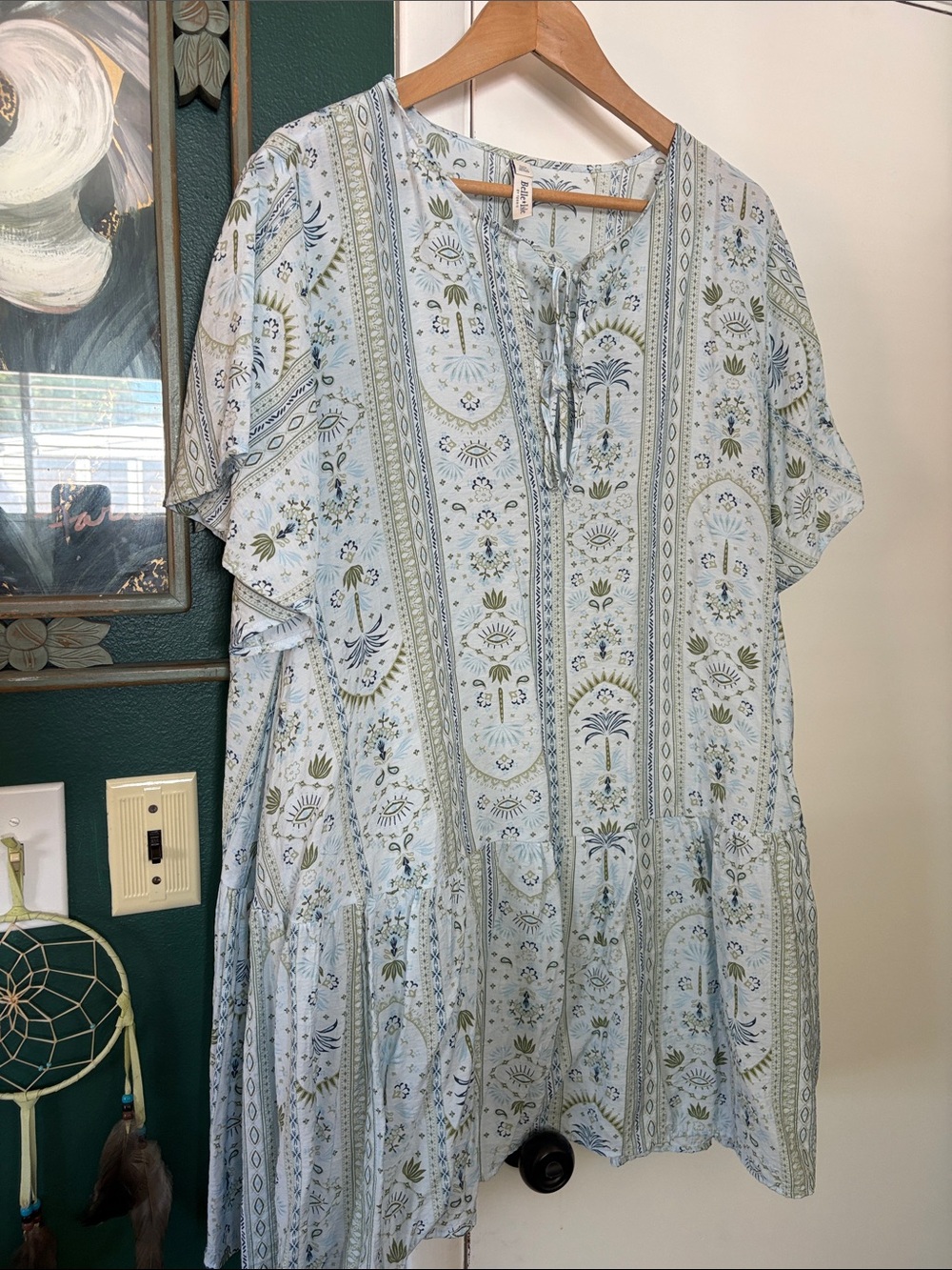 torrid Pale Blue Printed Tie-Front Midi Dress
